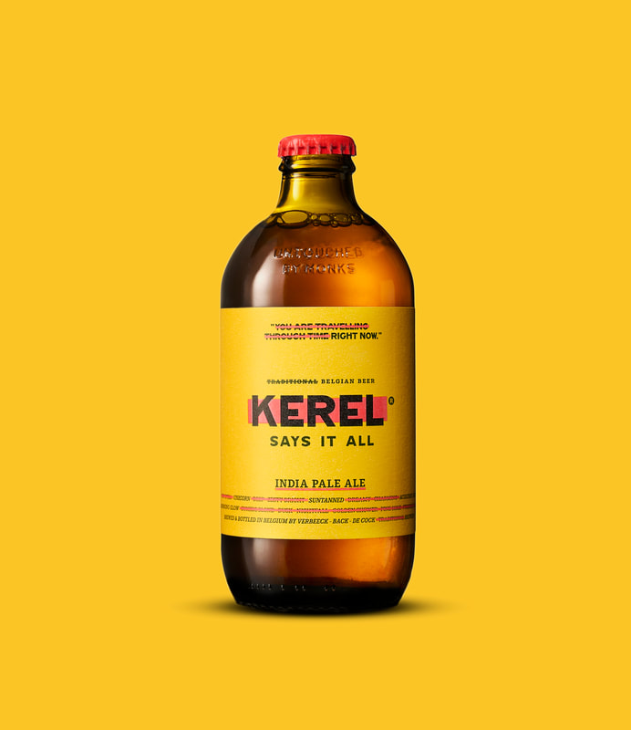 Beer bottle on yellow background